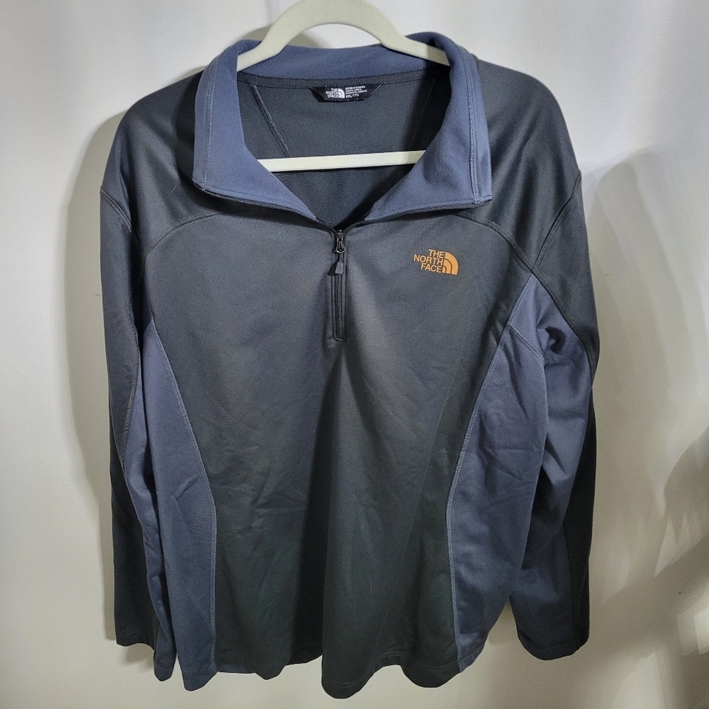 Men's The North Face Dark Gray & Blue Quarter-Zip Pullover, Size XXL
